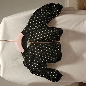 Pippa and Julie, 0-3 month black with white stars zip up jacket